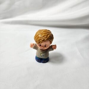 Fisher-Price Little People Boy Figure Fish Shirt Tan Blue 2016‎ Mattel Toy